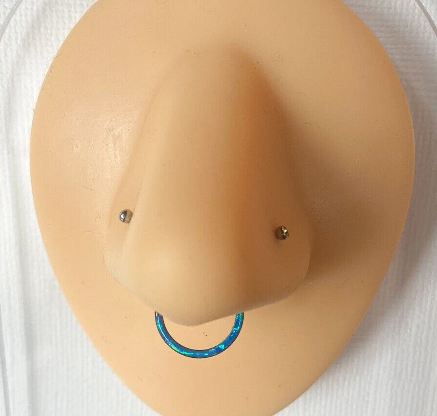 1pc Opal Front Edge Hinged Segment Ring Septum Clicker Steel Daith Hoop Jewelry - Image 4 of 4