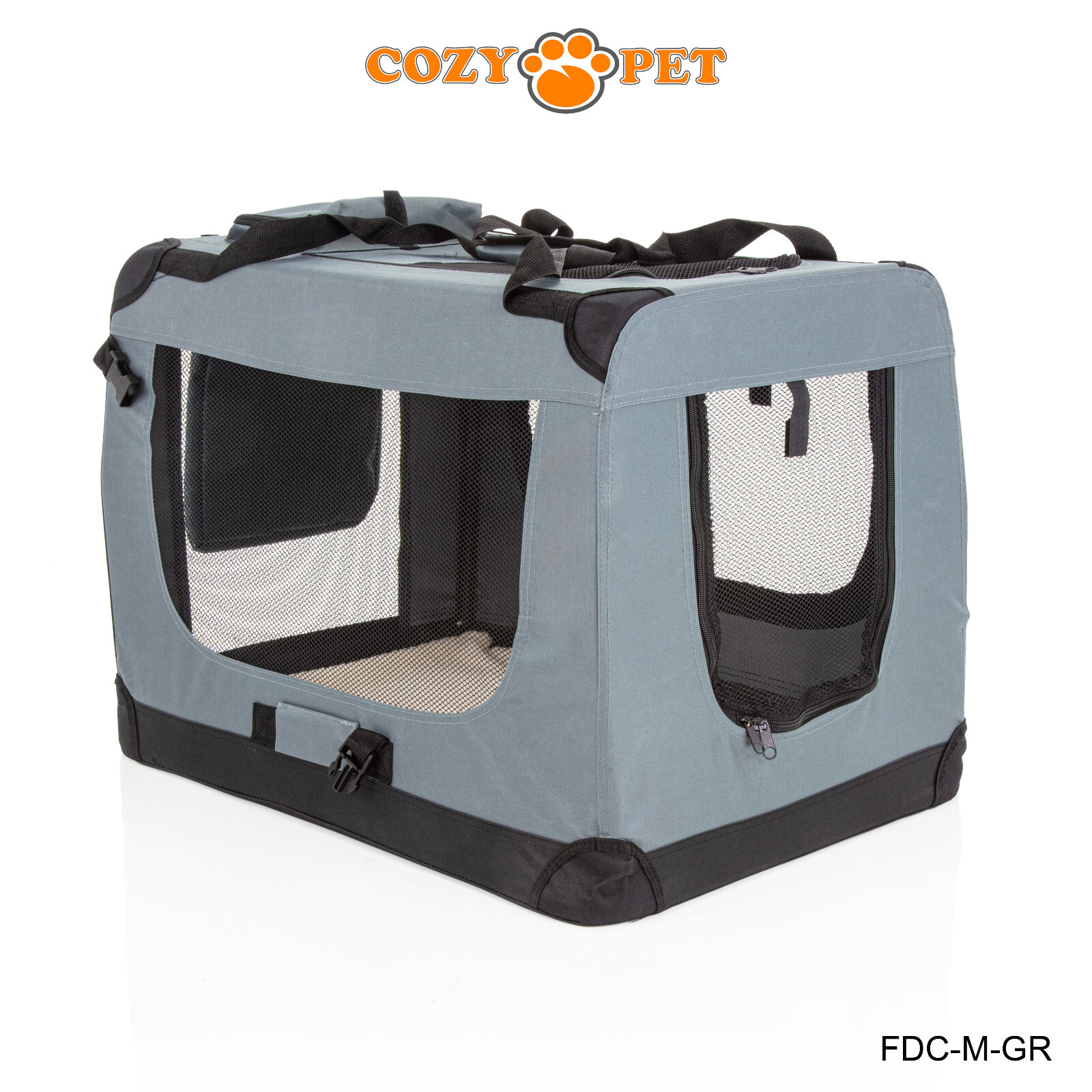 Fabric Dog Crate 70cm Grey by Cozy Pet Puppy Carrier Cat Travel Cage
