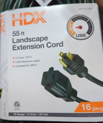 HDX 55 ft. 16/3 Green Outdoor Extension Cord (1-Pack)