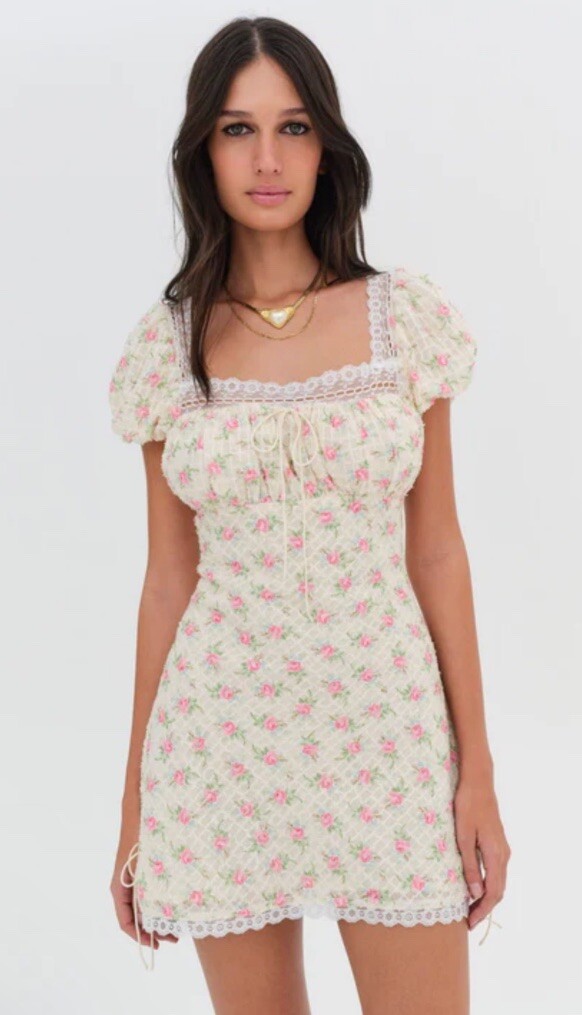 For Love & Lemons Maxine Rose Vintage Lace Trims Romantic Mini