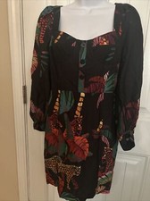 Farm Rio Wild Jungle Black Multi Mini Dress In M $$375-Sold Out