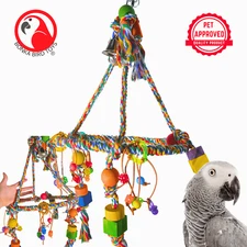 Bonka Bird Toys 1111 Huge Pyramid Rope Swing Charm Perch Parrot Cage Toy
