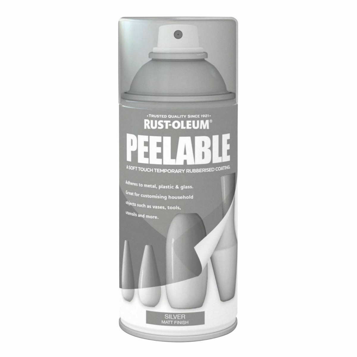 Rustoleum Peel Coat Easy Peelable Spray Paint 150ml Soft Rubberised Silver  Matt