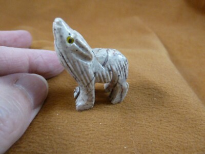 (Y-WOL-9) white red WOLF coyote wild dog carving SOAPSTONE stone PERU FIGURINE