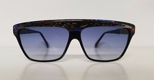 ORIGINAL VINTAGE RARE COURREGES SHIELD FRENCH SUNGLASSES BLUE W/ SILVER TRIM