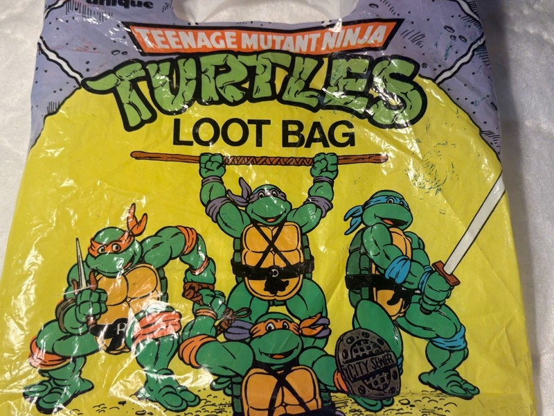 VINTAGE 1989 UNIQUE TEENAGE MUTANT NINJA TURTLES TMNT PARTY LOOT BAG