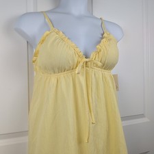 Coquette Butter Yellow Babydoll Camisole Top Built In Bra Bow Fairy Soft Girl