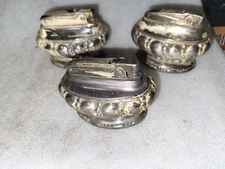3 Vintage Ronson Crown Table Top Cigarette Lighters As Is 