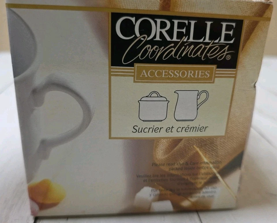 Corelle Coordinates 81-TY Sandstone Ivory Lidded Sugar Bowl and Creamer Set - Image 4 of 4