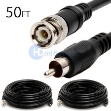 2x New Superb Quality 50FT BNC Male to RCA Male RG59U Coaxial Cable Connector