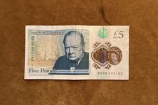 BB38 Prefix Polymer UK £5 Banknote Circulated But In Good Condition