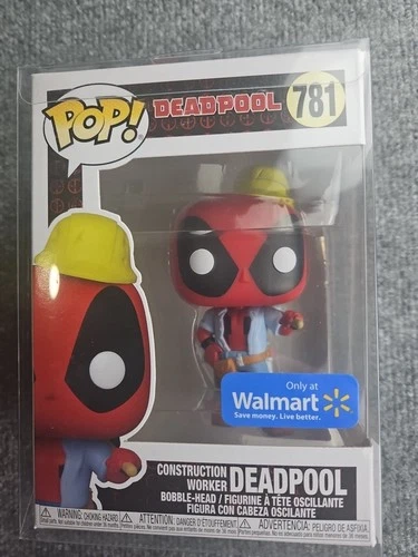 New Deadpool Funko Pop Marvel only at Walmart #781 Construction Worker In Case
