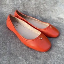 Kate Spade Round Toe Ballet Flats Womens Size 7,5 B Orange Leather