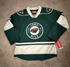 CCM Iowa Wild Jersey Men's Med Green AHL Hockey  Jersey Canada Made Brand New