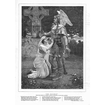 HERBERT SCHMALZ Sir Galahad - Antique Print 1881