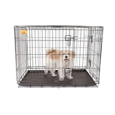 24"L Double Door Folding Wire Dog Crate X-Small Rust Resistant Durable Crates
