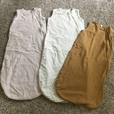 Lot 3 Quincy Mae Sleep Sacks Wearable Blanket Stripe 6-18M heavy, 12-24M light