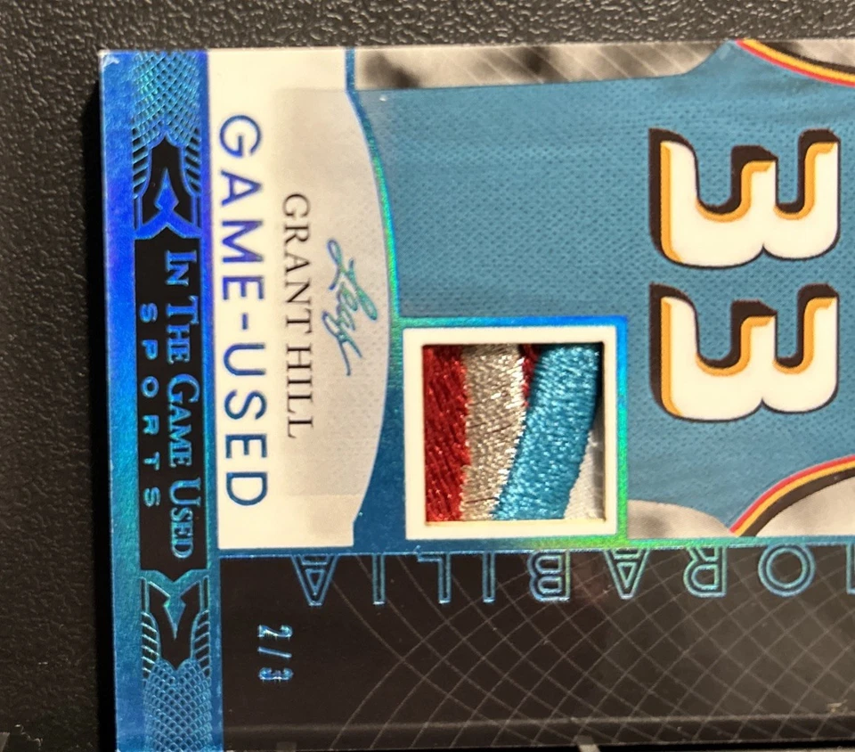 Camiseta deportiva Grant Hill 2024 Leaf In The Game usada reliquia azul platino holograma/3 Foto 3 de 3