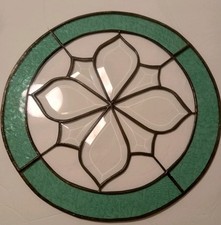 Stained Glass Four-Leaf Clover, Shamrock Cathedral Style Design unsigned, studio