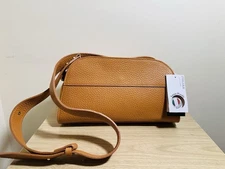 Anna Paola genuine Italian leather suede shoulder crossbody handbag brown NWT