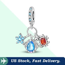 KUNSIR 925 Sterling Silver Beach Fairy Pendant Charm For Bracelet Ocean Charm