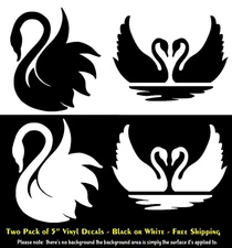 Swan & Swan Couple Two 5" White or Black Vinyl Decal Car Window Any Flat Surface