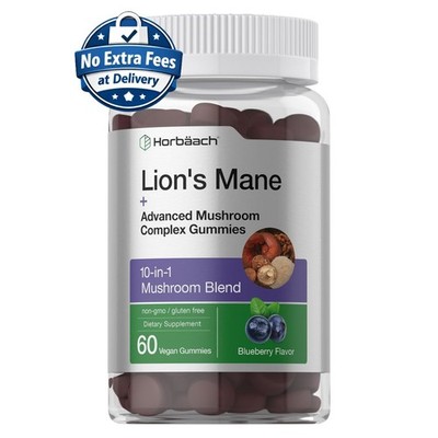 Suplemento de Complejo de Hongos 10 en 1, 750 mg, 60 Gomitas, Sabor Arándano