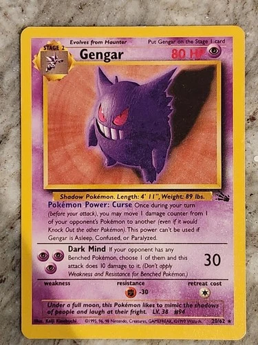 GENGAR HOLO #20/62  1999 Rare Pokemon Card