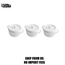 Staub Stoneware3-pc, Mini Round Dutch Oven Set, white