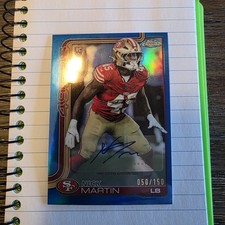 2025 Topps Chrome Blue Auto Rookie Nick Martin #/150 49ers RRA-NMA