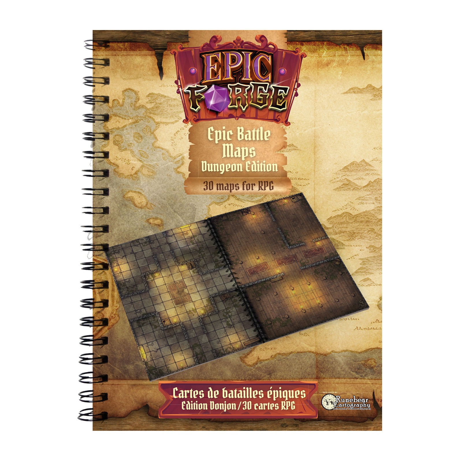 Livre plateau de jeu Donjons A3 Epic Forge pour MJ sans temps de dessin
