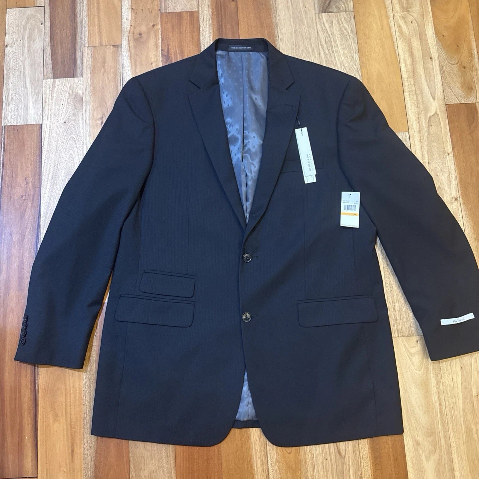 NWT Perry Ellis Portfolio Black Jacket Blazer Coat Mens Sz 44L Innovator $260