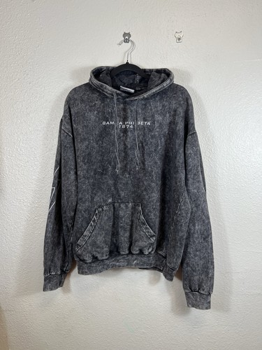 Colortone Gamma Phi Beta 1874 Gray Acid Wash Hoodie Sweatshirt Size Large