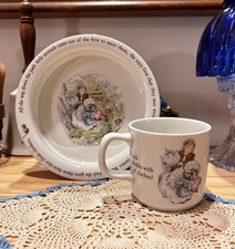 Wedgwood Beatrix Potter Mrs. Tiggy-Winkle Ceramic Bowl and Cup Set, England