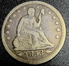 1853-P Seated Liberty Quarter Arrows & Rays Coin VF Details