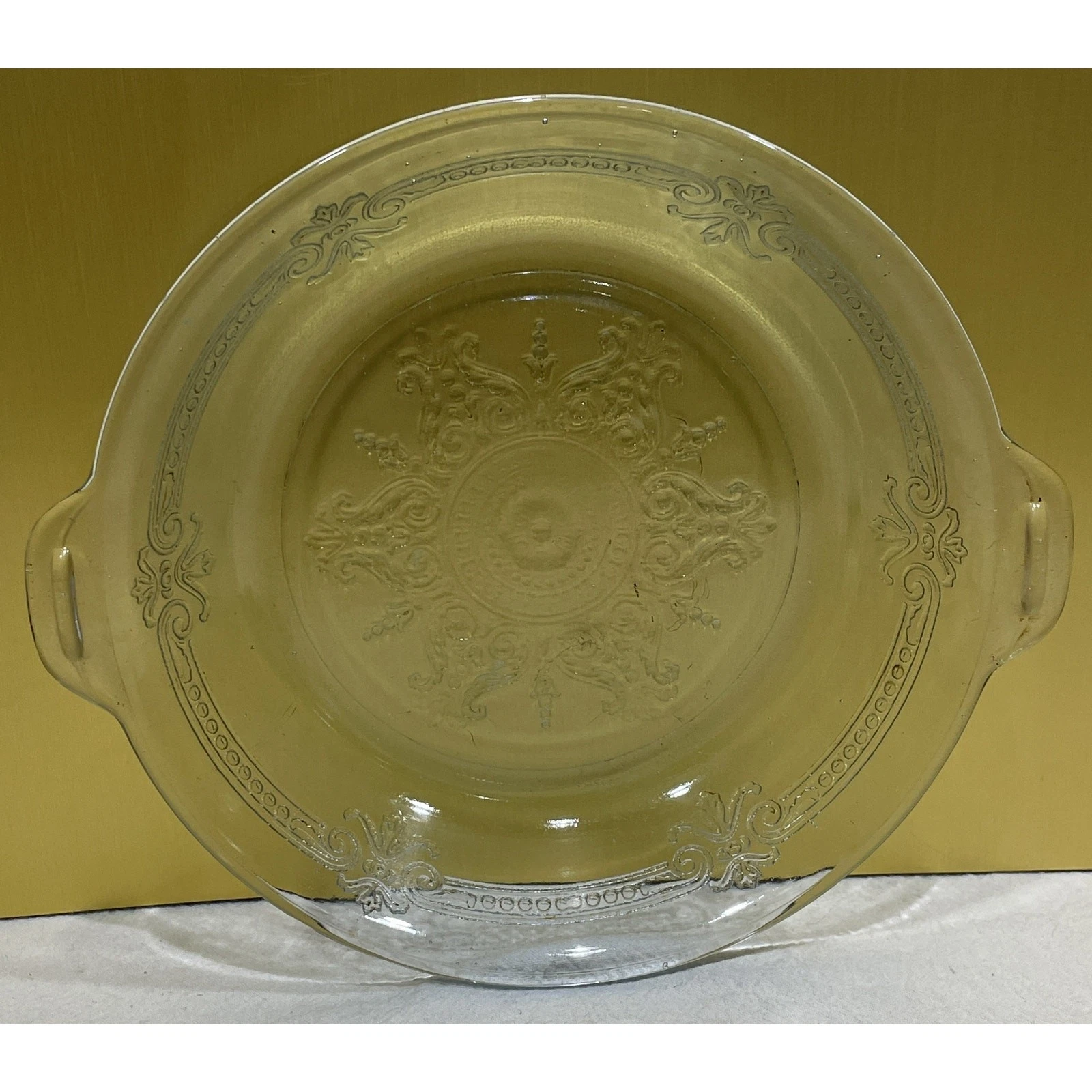 Vintage FIre King Philbe Clear Glass 9" Embossed Ovenware Baking Dish Pie Plate