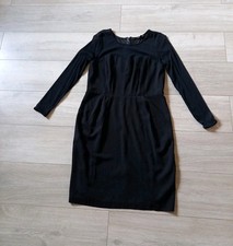 M&S Black Pencil Dress Sheer Shoulders & Sleeves Occasion Party Evening UK14