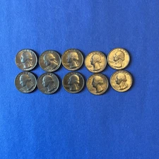 1976 Bicentennial Washington Quarter Circulated; (Lot of 10 coins)