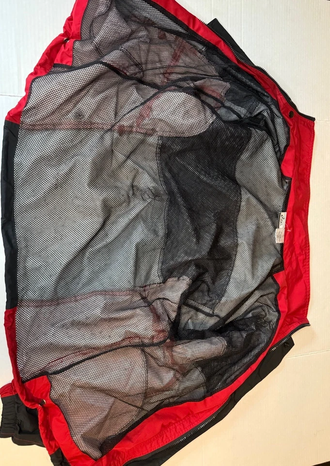 Cortavientos vintage ASICS 90s difícil de encontrar cremallera completa para hombre talla mediana rojo y negro HK Foto 4 de 4