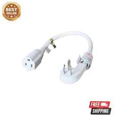 1875w Low Profile Flat Plug 1ft Extension Cord 14awg 15a White