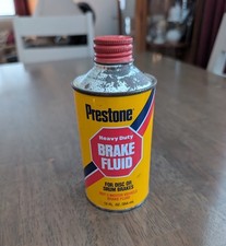Vintage PRESTONE DOT 3 Heavy Duty Brake Fluid Metal Can 12oz Full