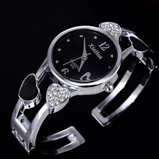 Womens Crystal Heart Bracelet Watch Quartz Fa...