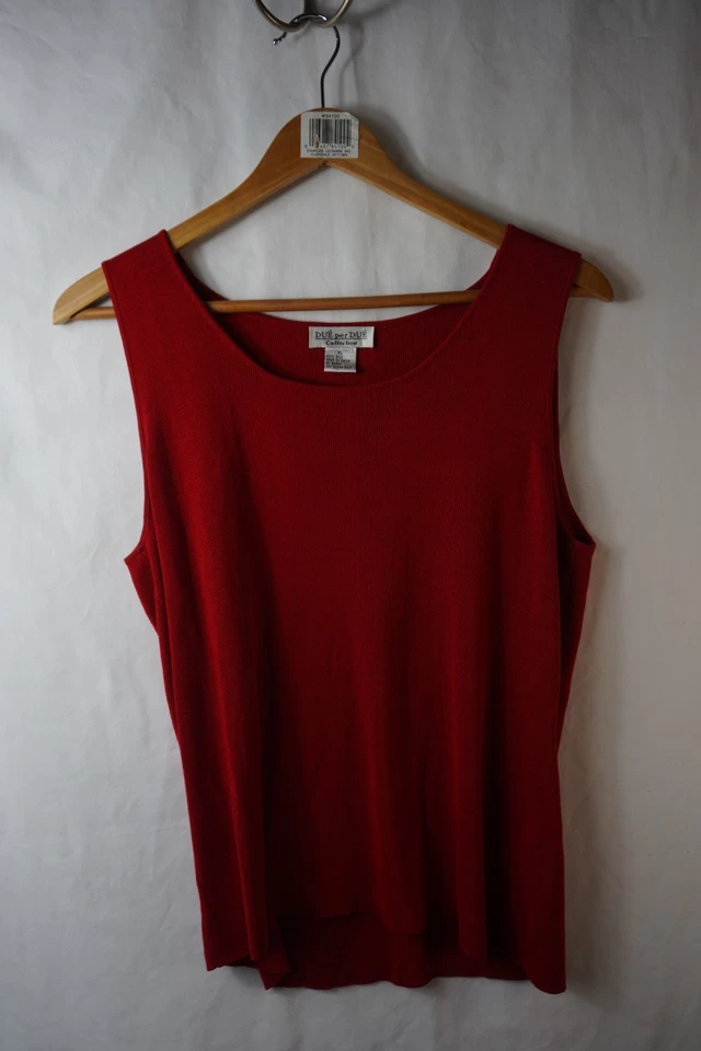 Due Per Due Collection Top Red Sleeveless Stretch Knit Tank Women’s Size XL - Image 3 of 4