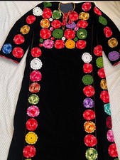 Vintage Palestinian Handmade Stitches Embroidery Fabric Wedding Dress Thoub