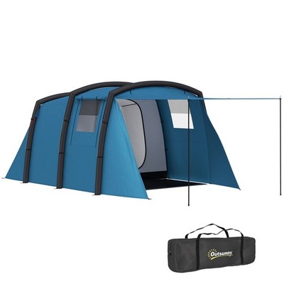 Aufblasbares Campingzelt 3-6 Personen Outdoor Tunnelzelt mit Seitenfenstern