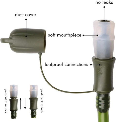 Green Military Hydration Bladder 2L for Camping Cycling Running Hiking BPA-Free - Picture 5 of 9