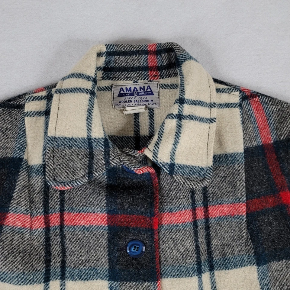 Chaqueta Abrigo Vintage Amana Mujer 36 Mackinaw Cuadros Lana Mill Años 70 80 Retro Foto 4 de 4