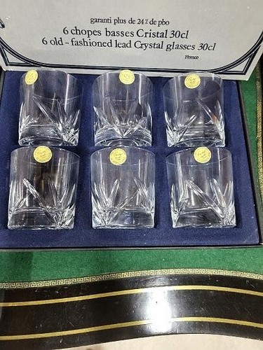 SERIE DE 12 VERRES 6 VERRES BAS + HAUT EN CRISTAL TAILLE - Photo 5 sur 20