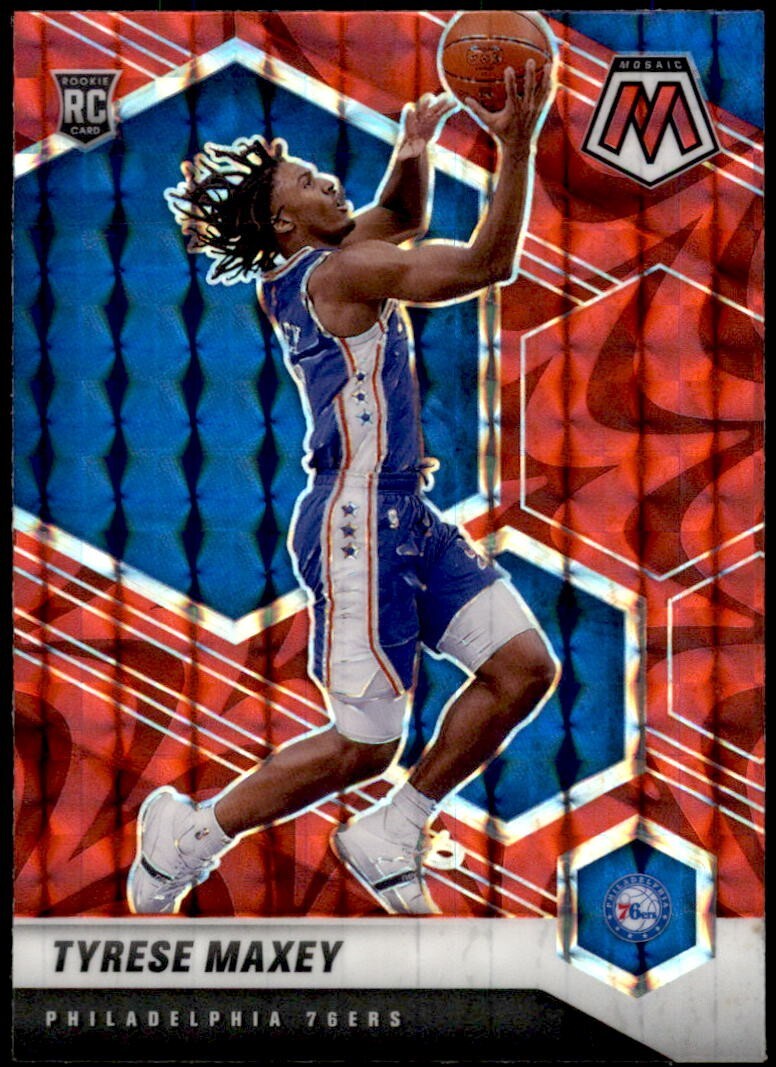 F226 TYRESE MAXEY RC RED REACTIVE 2020-21 MOSAIC PRIZM #203 PHILADELPHIA 76ERS