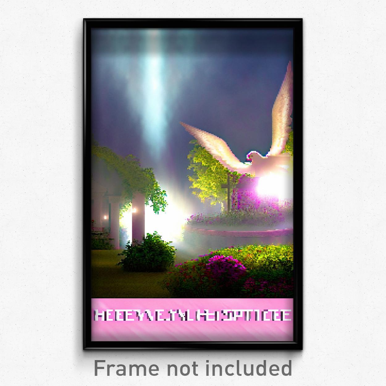 Pixel Art Poster - Heavenly Hospice (8 Bit Psychedelic Trippy Video Game Print)